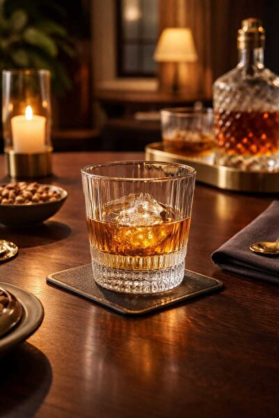 çukurova home طقم 6 أكواب ويسكي كريستال مودرن سعة 300 سي سي