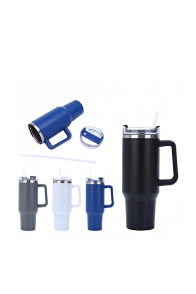 Promopanya Kişiye özel izme özel Dev Siyah renk 1180 ml pipetli Termos ( isim...