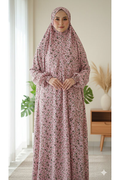 Maison Emarat Floral Printed Namazi/Islamic prayer Dress with Attached Matchi...