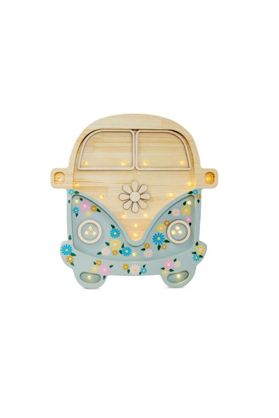 PETIT-ATELlER Petit Atelier Wooden Van Night Light Retro Bus LED Lamp Floral ...