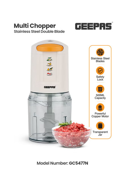 Geepas 2 Speed Multi Chopper Mini Food Processor 400 W, 500ML , 4 Stainless S...