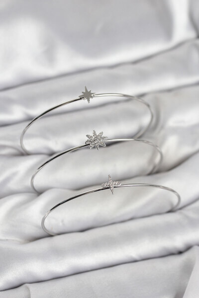 Skygo Ieg ™   Zircon Stone Pole Star Model Silver Color 3-Piece Women's Brace...