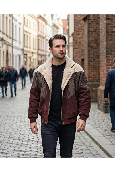 CANMODA (7838) Recien Unisex Fur Collar Vintage Aztec Jacket Oversize 90S Coa...