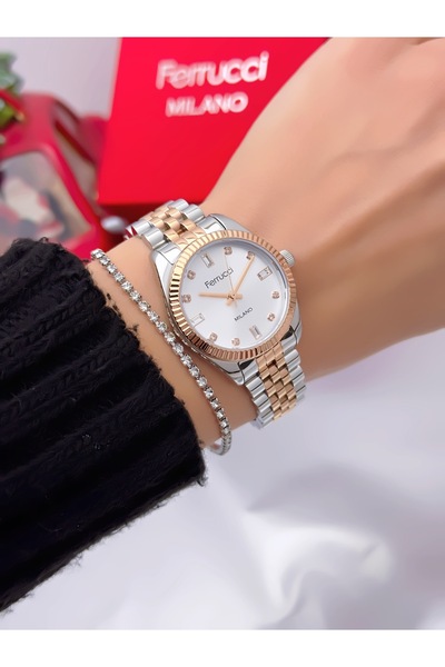 Ferrucci Steel Strap 2 Year Warranty 3 Atm Waterproof Women's Wristwatch + Br...