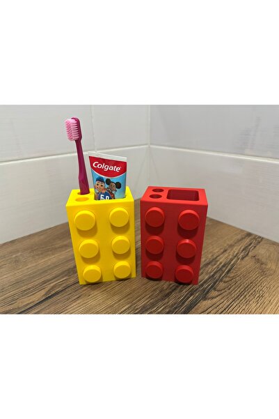 Çocuklar İçin Lego Görünümlü Diş Fırçalık — Renkli Banyo Organizeri & Diş Macunu Tutucu