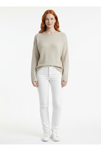 Neden Tekstil Enine Ribbed Boat Neck Knitwear Sweater