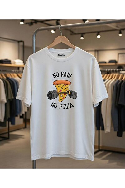 playwear No Pain No Pizza Printed Oversize Unisex T-Shirt