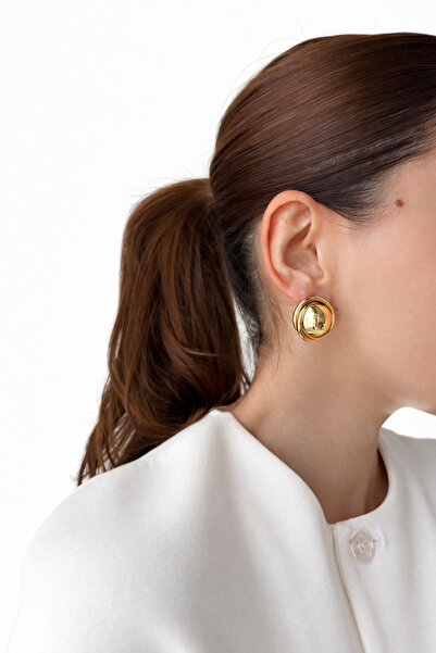 Ressia 14 K Gold Düğme Model Küpe