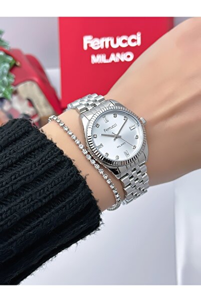 Ferrucci Steel Strap 2 Year Warranty 3 Atm Waterproof Women's Wristwatch + Br...