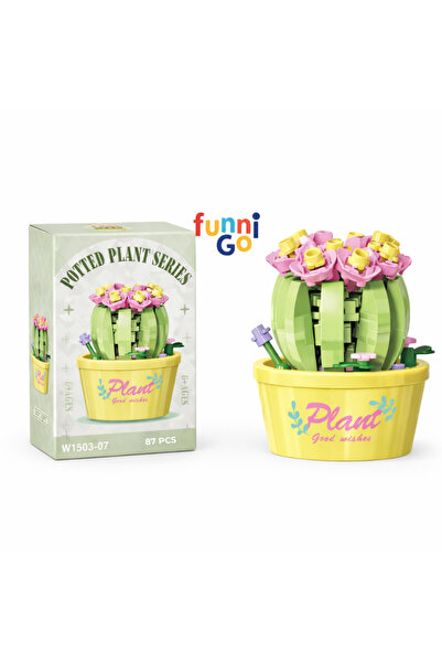 FUNNIGO 87 Pieces 3D Yellow Potted Cactus Building Toy – Educational Figure Set