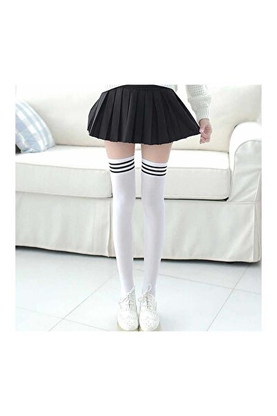harmony factory Old School White Knee Socks Women Gothic Y2K Punk