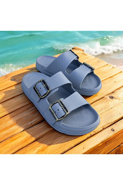 Lovita Men's Double Buckle Lightweight Soft Sole Beach Pool Casual Slippers