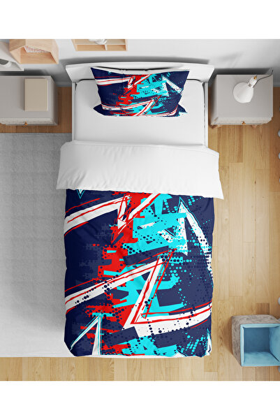 Home Damlı Modern Colorful Patterned 3D Digital Printed Single Duvet Cover Se...