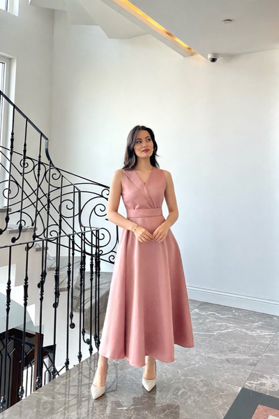 NURGENC Helen Kloş Etek Kolsuz Maxi Elbise