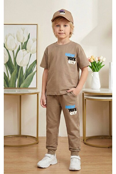 Milanlı Kids Boy's Summer Top and Bottom Set with Hat as a Gift