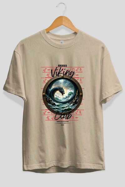 Ankhises Viking Mythology 26 Pre-Printed Beige Oversize T-Shirt Men Women Cot...