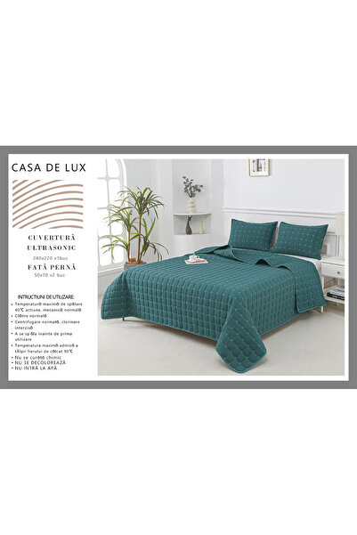 FIONNA.RO 3-Piece Premium Quilted Cotton Solid Color Duvet Cover - Green