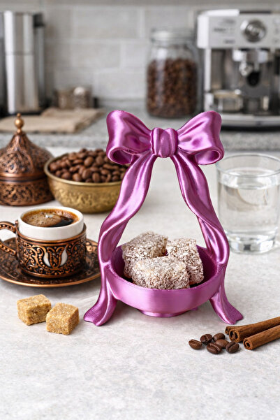 Decorative Bowtie Coffee Side Presentation & Sugar Bowl & Turkish Delight Bowl -4 pieces