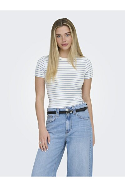 ONLY Tricou alb Onllupe S/s cu dungi pentru femei Jrs 15365524-Cloudblue