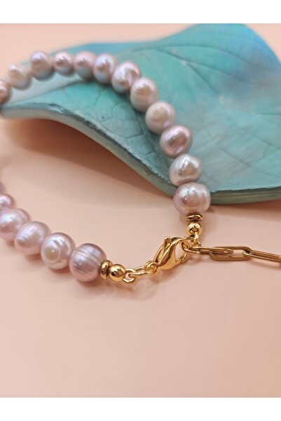 İNCİORA JEWELRY GERÇEK DOĞAL İNCİ ( LAVANTA-MOR) BİLEKLİK GEMİCİ KİLİT / KLİP...