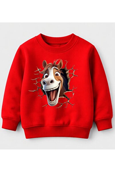 Efendioğlu Design Hanorac din bumbac cu imprimeu 3D cu imaginea unui cal zâmb...