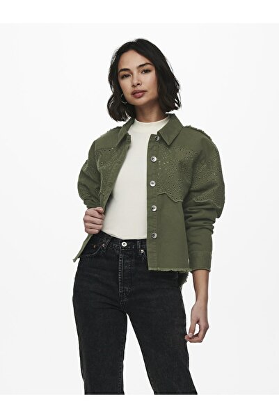 ONLY Women's Green Onlelena Crochet Jacket Noos Otw Jacket 15232378-Kalamata