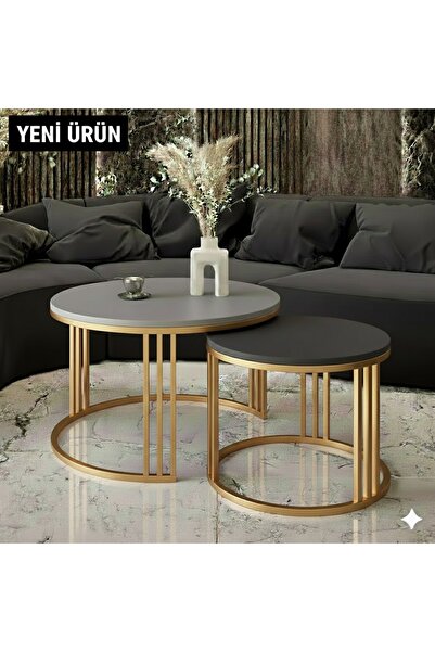 EDMONDA EV AKSESUAR BELLA İKİLİ GOLD ORTA SEHPA METAL ORTA SEHPA