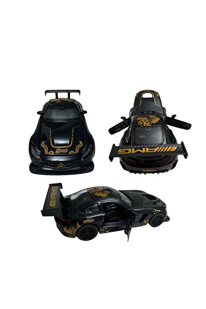 ADIRI SHOP Black metal sports car, lights, sound and pull-back function, Toy