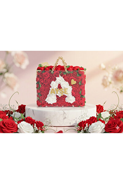 LUXORA FLORAL Şeffaf Çiçek Çantası Pleksi Klasik Model Gold Detaylı 45X35 5 m...