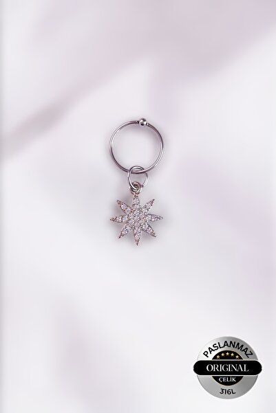 Lynare Perforated Snowflake Snowflake Model Zircon Stone Women's 316L Steel E...