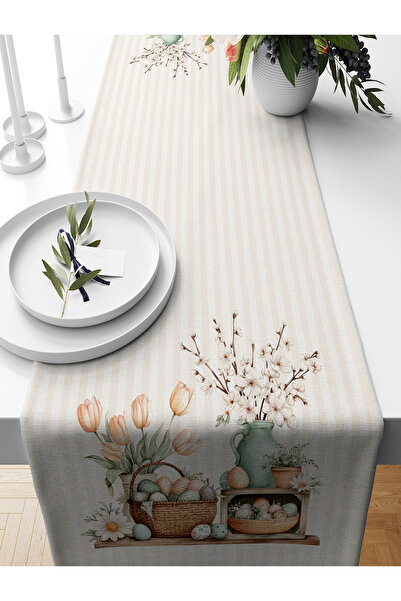 Bertille Home İlkbahar Serisi 140x40 Cm Dijital Baskılı Runner (Spring Easter...