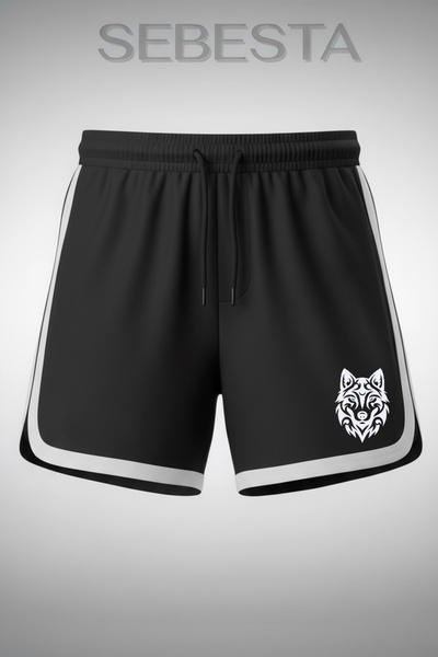 Sebesta Fashion Wolf Printed Premium Jersey Ribbed Sports Shorts