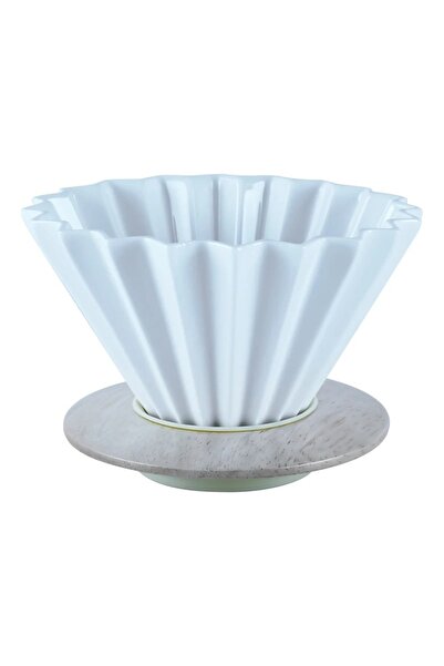 ecocoffee Glass filter funnel with wooden base - Size 04 - White