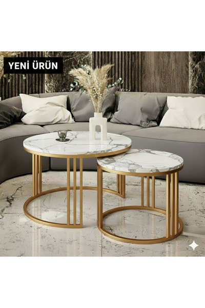 EDMONDA EV AKSESUAR BELLA İKİLİ GOLD ORTA SEHPA METAL ORTA SEHPA