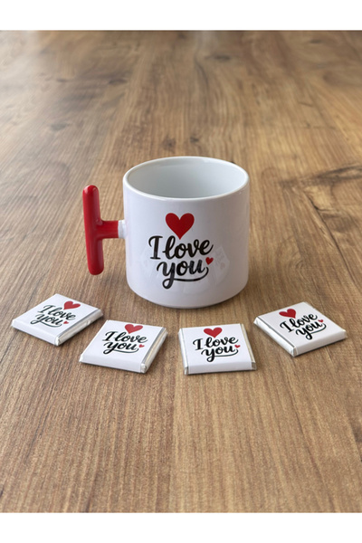 Hepsi Enteresan T Love You Cup and Chocolates, I Love You, Valentine's Day, I...