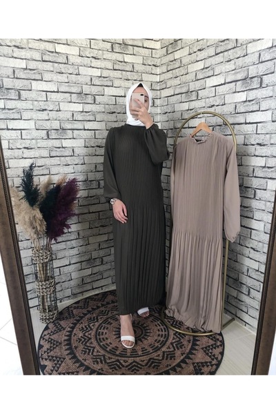 MODELİSA PLİSELİ HAKİ ELBİSE