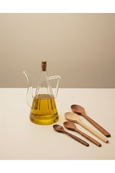 Luca Mia Glozzy Line Acacia Stopper Striped Glass Oil Bottle 500 ml