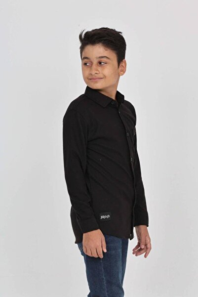 ARBİ kids Момчешка сезонна риза с дълъг ръкав и широка кройка от вафена материя