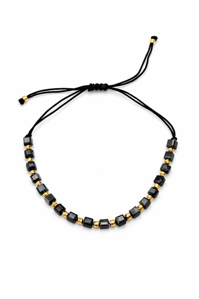 Handmade Hematite bracelet with adjustable cord