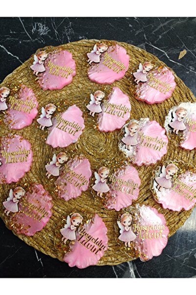 Bebek Kız magneti hediyelik pleksi yazı Gold 30 adet
