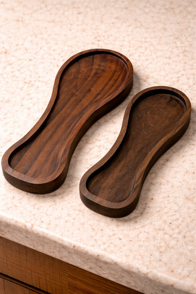 Kifnexwood Set of 2 Wooden Dirty Spoon Holders (28X11 cm + 23X9 cm)