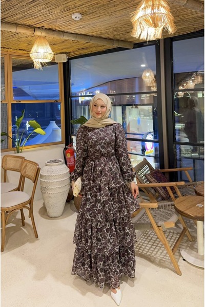 ZARERA فستان ماكسي مطبوع بطبقات متعددة