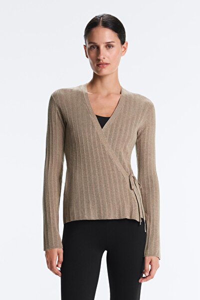 Oysho Yan bağlamalı Rib örgü ceket