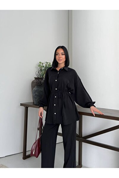 Tarzımızbir Shirt Set with Bottom and Top Pieces Tensel Cupra Fabric Is Suita...