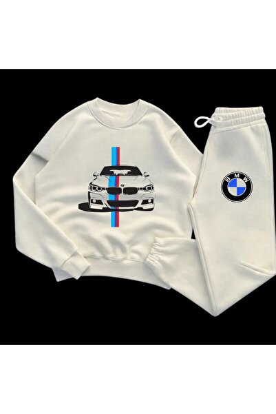 HerTarzınTrendi M Power White Oversize Unisex Tracksuit Set – Bmw Printed Pre...