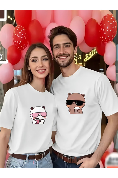 Ciel Lune Tricou pentru cupluri, cu imprimeu panda, supradimensionat, unisex,...