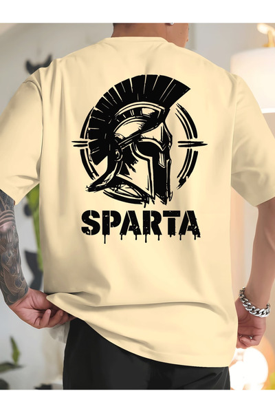 Rayan & Hoor Style Tricou oversize din bumbac cu imprimeu SPARTA, cu gât rotund