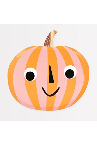 esplendor Espshopx - Pink & Orange Striped Pumpkin Plates - Pink & Orange Str...