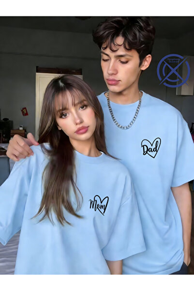 Ciel Lune Mom Dad Printed Lover's Matching Couple T-Shirt Oversize Unisex Min...