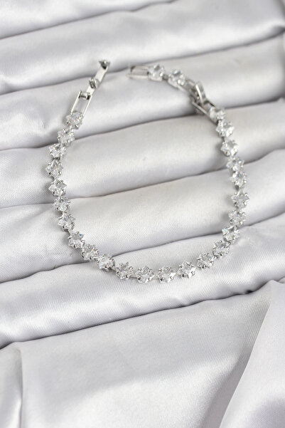 Nacario مي للواردات ®   سوار نسائي من حجر الزركون المربع باللون الفضي من النح...